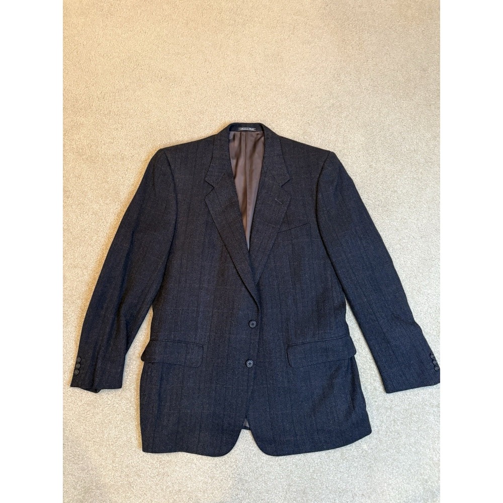 Ermenegildo‎ Zegna Italy Wool Cashmere Herringbone Blazer Mens 44R Large